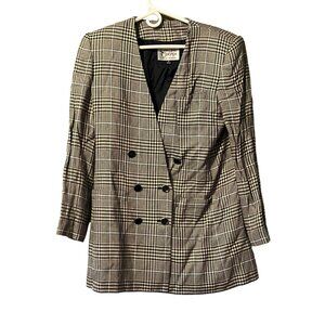 Vintage Stirling‎ Cooper Checkered Blazer Jacket Size 8 Business